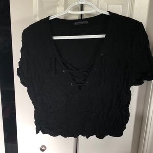 Lace up front blouse